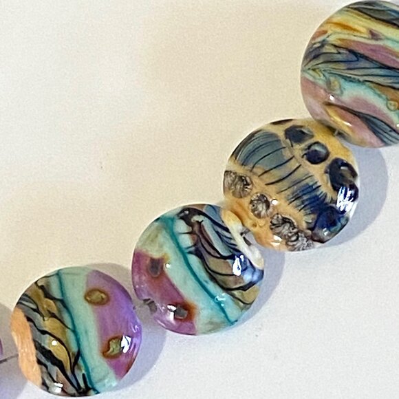 Lot of 8 Artisan Lampwork Beads Turquoise, Lavender, Ivory - Handmade in USA - Picture 2 of 7